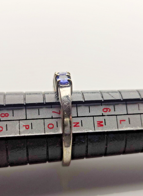 9ct White Gold Ring Tanzanite Blue 2007 Hallmark Size N
