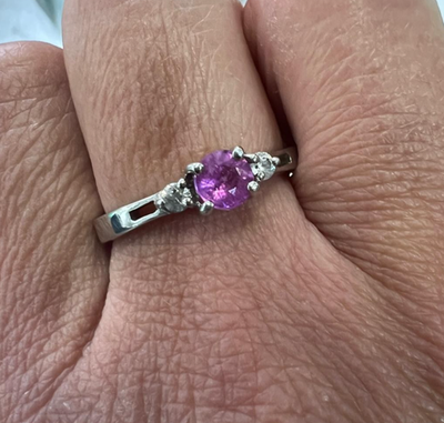Silver Ruby Topaz Ring Hallmark July Birthstone Cluster 3.1g 925 Sterling
