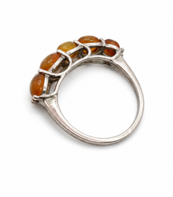 925 Sterling Silver Opal Ring Size S Stamped October Birthstone Oval Cluster