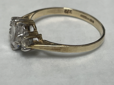 9ct Gold Ring Cubic Zirconia Fine Solid Band Hallmark Size O