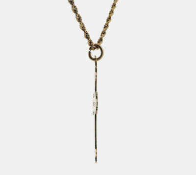 9ct Gold Cross Pendant Necklace 42cm Twisted Rope Chain Vintage Style Hallmarked