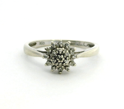9ct Gold Diamond Engagement Ring Round Cut Cluster Size L Hallmark 375 1.6g