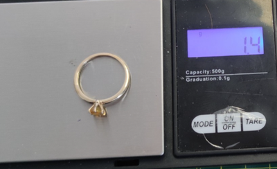 9ct Gold Ring Citrine Stone Size Q 1/2 Hallmarked November Birthstone 1.4g