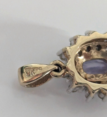 9ct Gold Oval Pendant Tanzanite Diamond 0.24ct Stones UK Hallmarked 1.7g