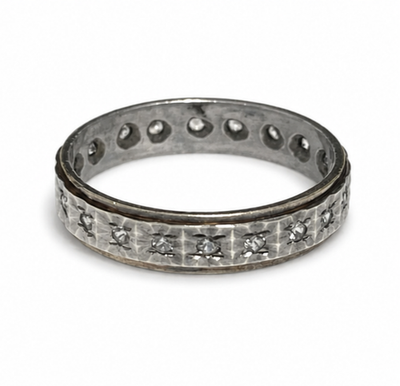 9ct Gold Silver Spinel Ring Size L 1/2 Hallmarked 375 Eternity Stacking