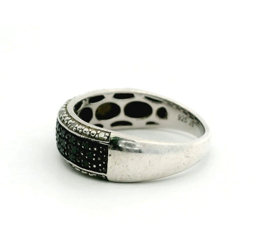 Silver Diamond Pavé Ring Size P 925 Stamped Wide Cluster Setting 4g