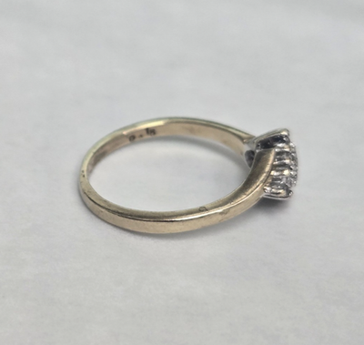 9ct Gold Diamond Ring 0.15ct Size N Hallmarked 375 Marquise Cluster April