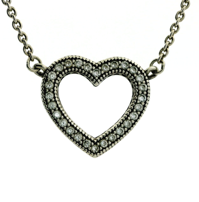 Pandora Loving Hearts Silver Necklace S925 ALE Stamped 44cm Long 4.3g