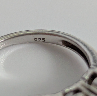 Silver Ring Zircon Stones 925 Stamped Size N Certification Prong Setting