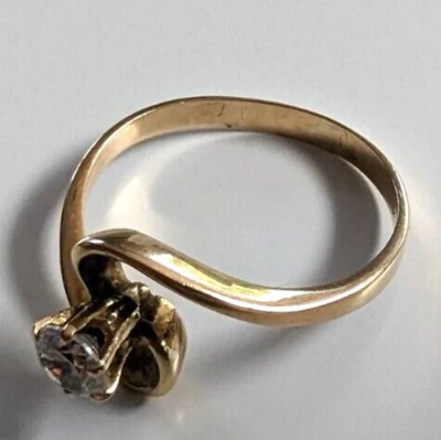 Vintage 14ct Yellow Gold Ring Cubic Zirconia Stone Solitaire Stamped Size P