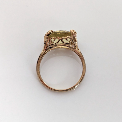 9ct Gold Oversized Cocktail Ring Citrine Oval Cut Stone Size R 1/2 Hallmark 3.1g
