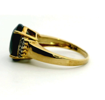 9ct Gold Ring Quartz Diamond Gemstones Size O Hallmarked 375 Cocktail 3.2g