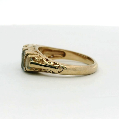 9ct Gold Ring Aquamarine and Diamond Sheffield Hallmark Size K 1/2