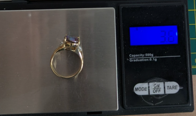 9ct Gold Cocktail Ring Topaz Diamond Size N 1/2 Hallmark 375 Solitaire Nov 3.6g