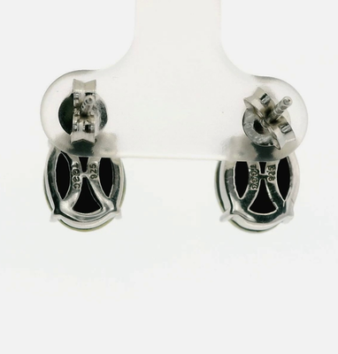 Silver Stud Earrings Opal Topaz Stones 925 Stamped Butterfly Backs Certification