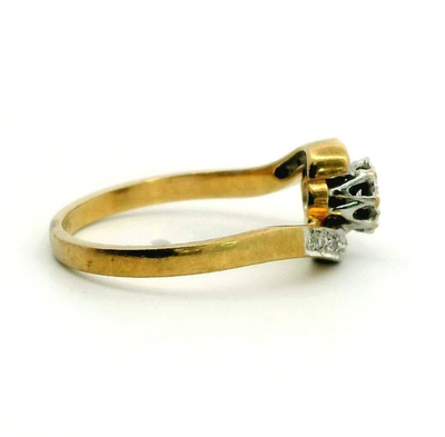 9ct Gold Diamond Ring Crossover Band Size N Hallmark 375 April Birthstone 2.1g