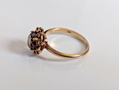 Vintage 9ct Gold Ring Quartz Solid Band Hallmark Size O 1/2
