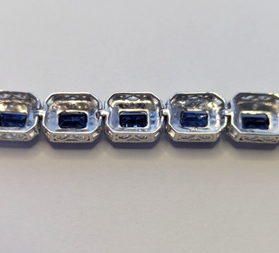 Silver Tennis Bracelet Crystal Stones 19cm Box Clasp Link Hallmarked 925 Stamped