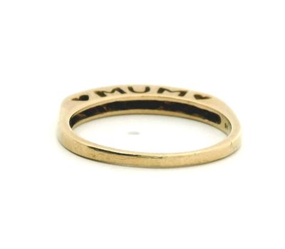 9ct Gold MUM Ring Diamond 0.10ct Gemstones Size N Hallmarked Round Cut Stones