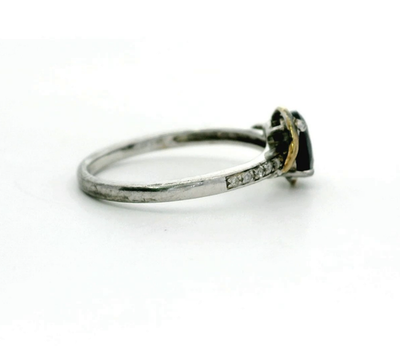 Gold Silver Sapphire Diamond Ring Hallmarked Size J Gold Setting 1.4g