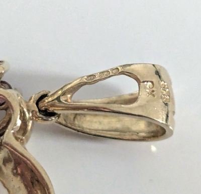 9ct Gold Heart Pendant Charm Tourmaline Diamond Stones Hallmarked 2.7g