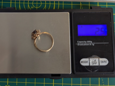 Vintage 9ct Gold Ring Quartz Solid Band Hallmark Size O 1/2