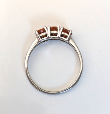 Silver Ring Mexican Fire Opal 925 Stamped Size Q 1.5g October Birthstone