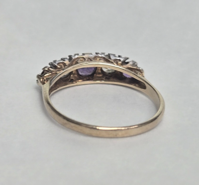 9ct Gold Amethyst CZ Ring L 1/2 Hallmarked 375 5 Half Eternity Feb