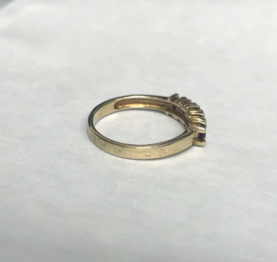 9ct Gold Ring Garnet And Quartz Solid Band Hallmarked Size O