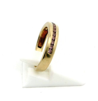 9ct Gold Ring Amethyst Stones Size I Hallmarked 2.5g Purple Stones