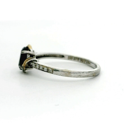 Gold Silver Sapphire Diamond Ring Hallmarked Size J Gold Setting 1.4g