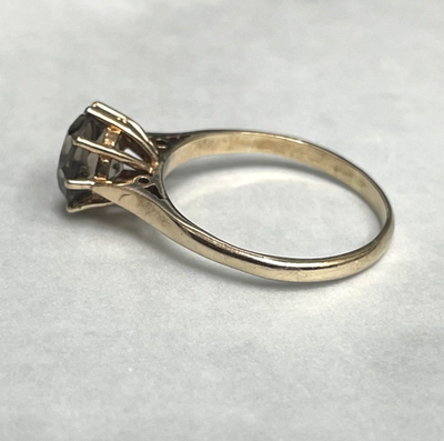 9ct Gold Ring Smokey Quartz Solid Band Hallmark Size Q