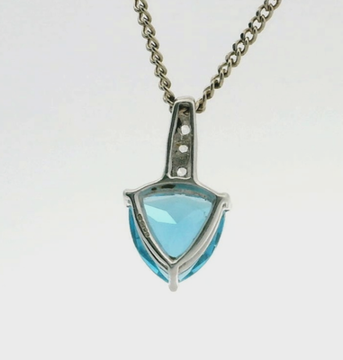 9ct White Gold Small Pendant Charm Topaz Diamond Gemstones Hallmarked 1.6g