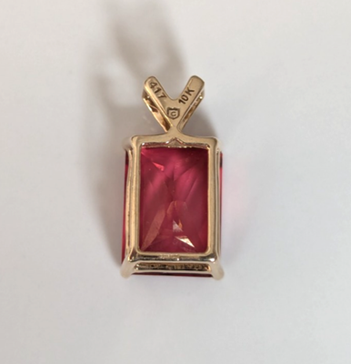 10ct Yellow Gold Necklace Pendant Topaz Diamond Stones 10k Stamped 3.5g