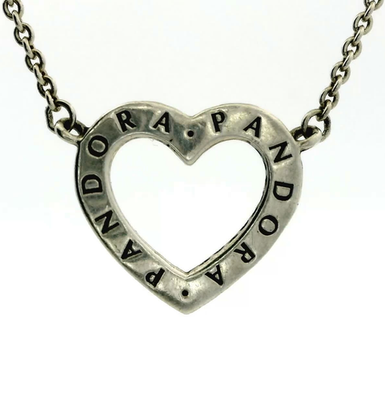 Pandora Loving Hearts Silver Necklace S925 ALE Stamped 44cm Long 4.3g