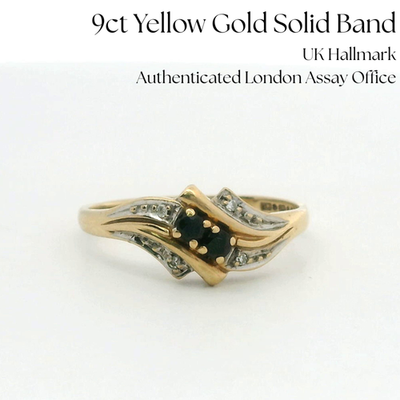9ct Gold Ring Sapphire and Diamond 1989 Hallmarked Size R 2.1g