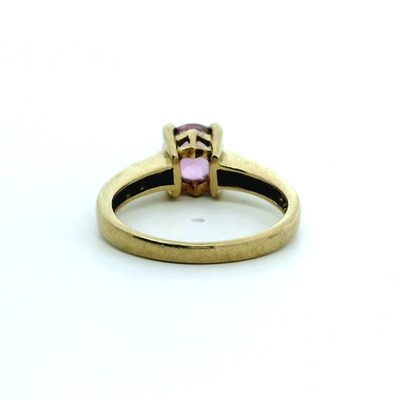 9ct Gold Solitaire Ring Garnet Diamond Stones Size O UK Hallmarked 3.6g