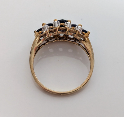 Vintage 9ct Gold Sapphire Diamond Ring Size Q Hallmark 375 21 2.8g