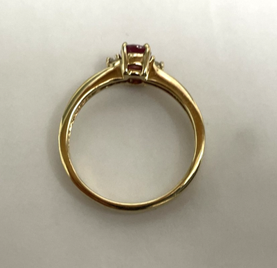 9ct Yellow Gold Ring Ruby Zircon Stones Size N 1/2 Hallmarked 2.5g Certification