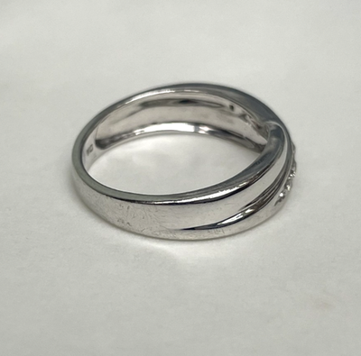9ct White Gold Ring Diamond Hallmark Size J 1/2