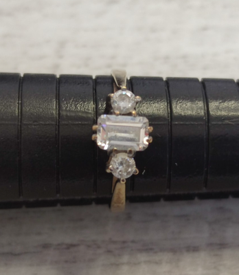 9ct Gold Ring Cubic Zirconia Fine Solid Band Hallmark Size O