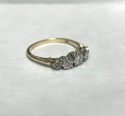 14ct Gold Ring Diamond Solid Band 14k Stamped Size O 1/2 April Birthstone
