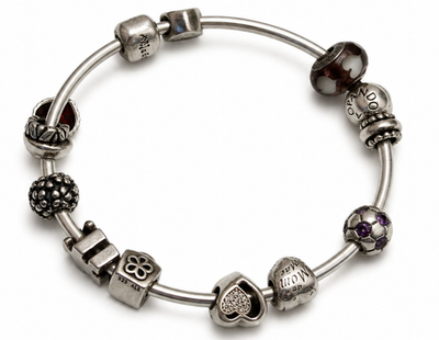 Pandora 925 Sterling Silver Moments Bangle Charm Bracelet Bundle 12 Pieces