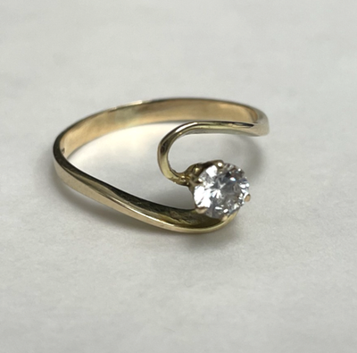 Vintage 14ct Yellow Gold Ring Cubic Zirconia Stone Solitaire Stamped Size P