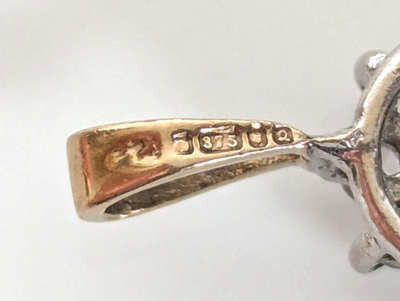 9ct Yellow Gold Oval Pendant Charm Sapphire and CZ Stones Hallmarked Small Size