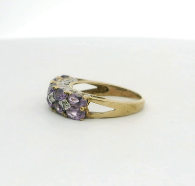 9ct Gold Ring Amethyst Diamond Size N Hallmarked 375 2.9g