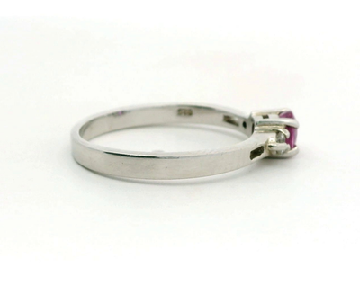 Silver Ruby Topaz Ring Hallmark July Birthstone Cluster 3.1g 925 Sterling