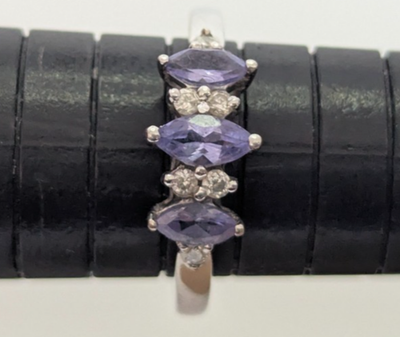 14ct Gold Ring Tanzanite Diamonds Stones Size N 1/2 14k Stamp 2.2g