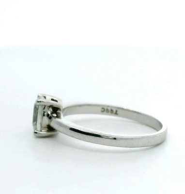 Silver Engagement Ring Cubic Zirconia Stone Size N 1/2 925 Stamped 2.4g