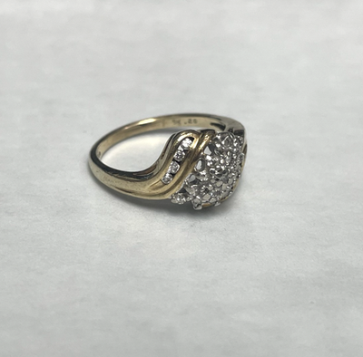 9ct Gold Ring Diamond Hallmarked Size N 1/2